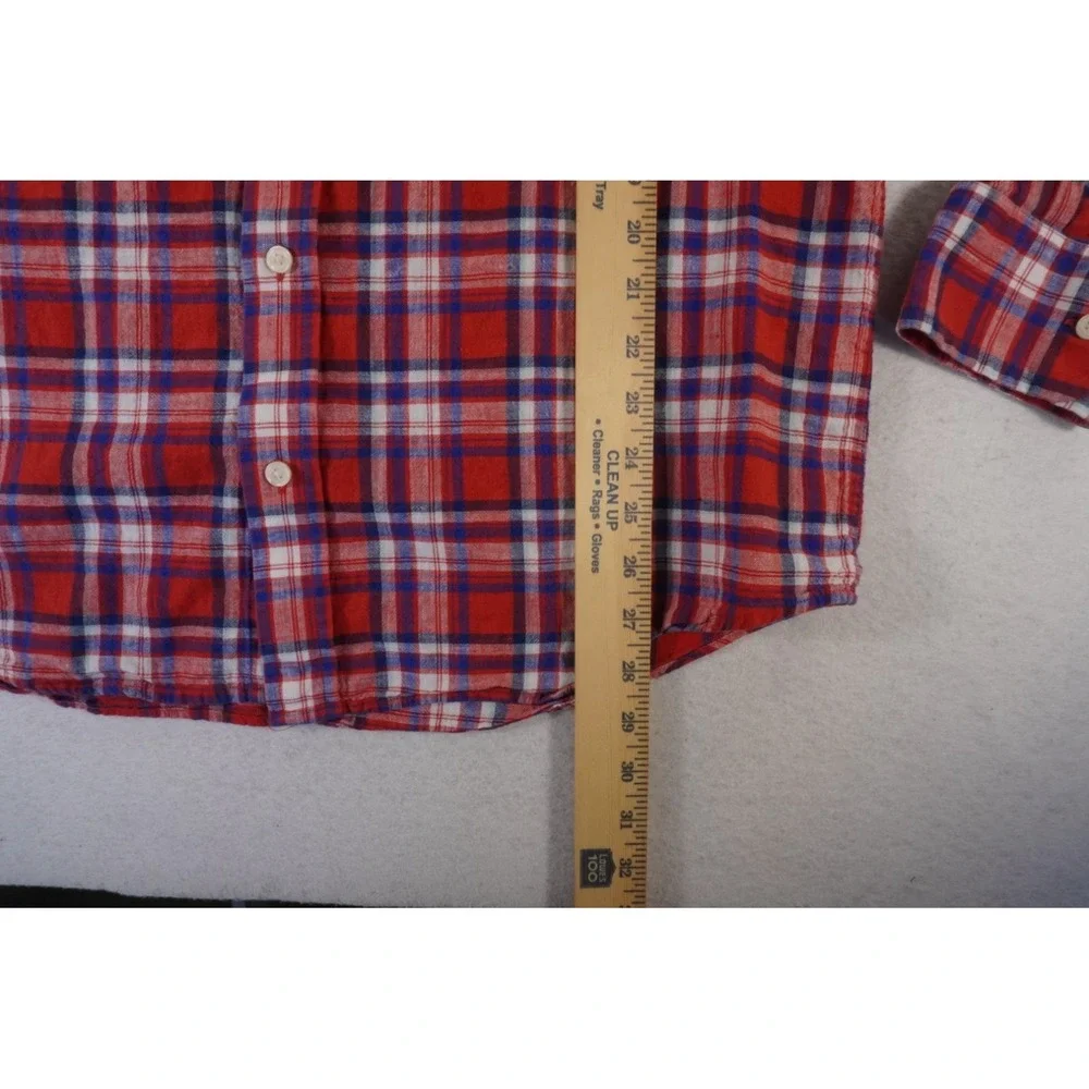 Banana Republic Casual Shirt Mens Large Red Multi Plaid Regular Fit Button Up